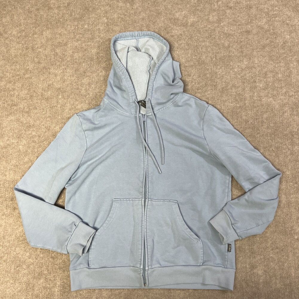 Eddie Bauer Men Full Zip‎ Medium Blue   Hoodie Viscose Blend Soft Stretch